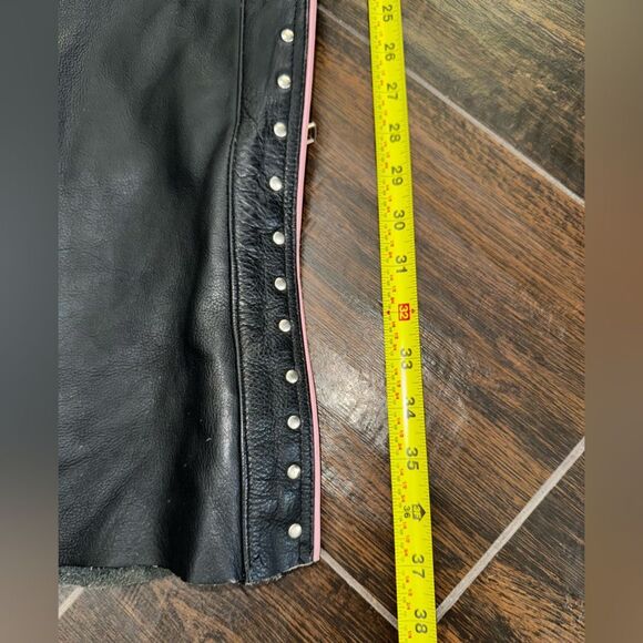 🔥 Papas Leather Motorcycle Chaps – XS – Pink Trim 🩷 - Picture 16 of 16